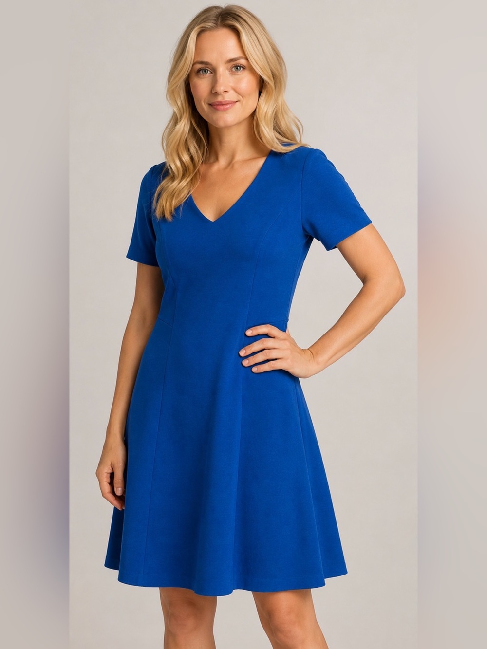 WHBM White House Black Market Blue Fit & Flare Skater Dress M